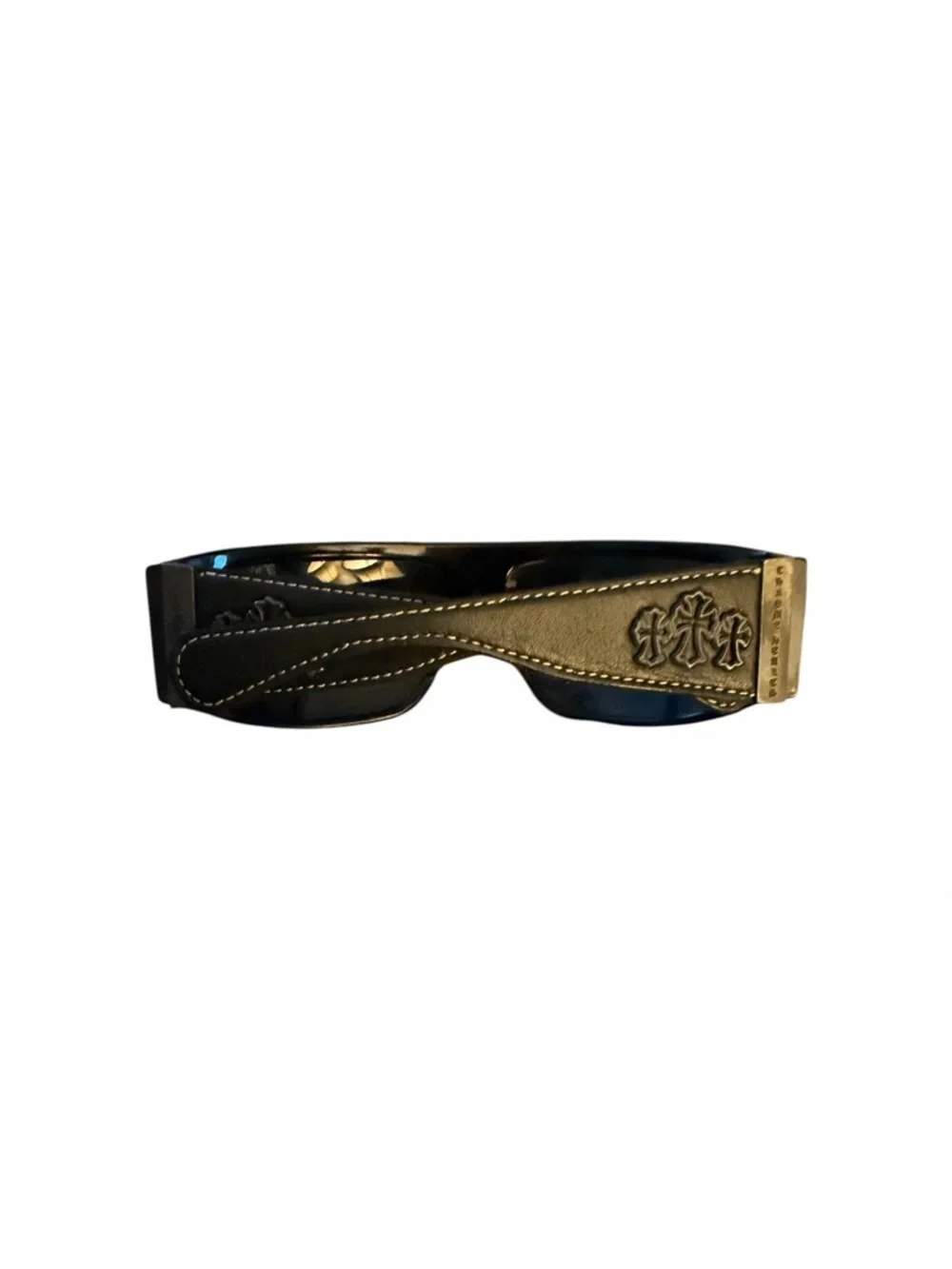 Chrome Hearts Black Hard James Sunglasses RARE Black Leather Triple Cross